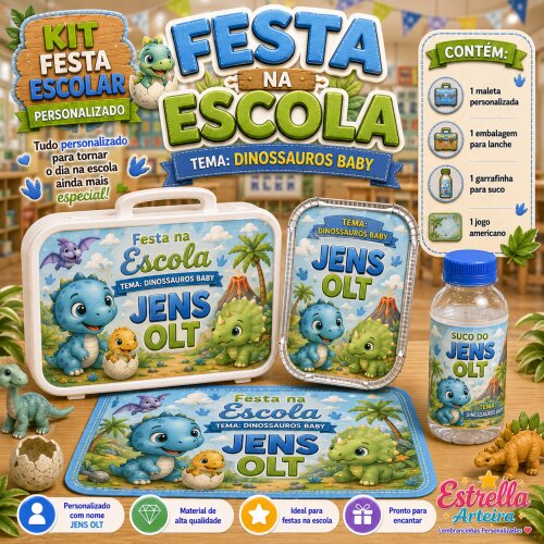 Kit festa escolar - Tema Dinossauro Baby