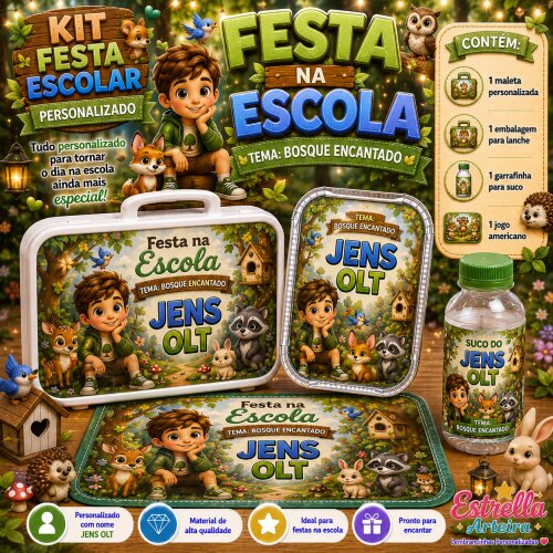 Kit festa escolar - Tema Bosque Encantado