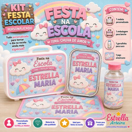 Kit festa escolar - Tema Chuva de Amor