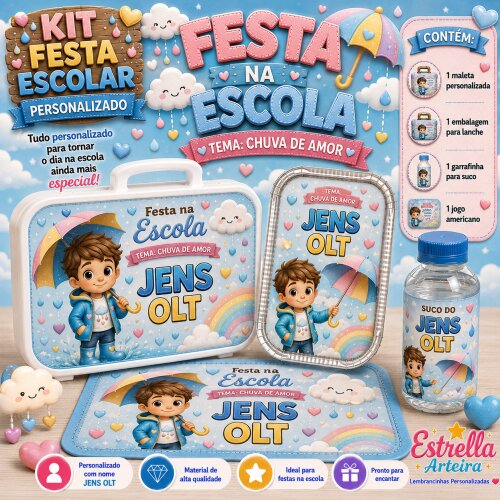 Kit festa escolar - Tema Chuva de Amor