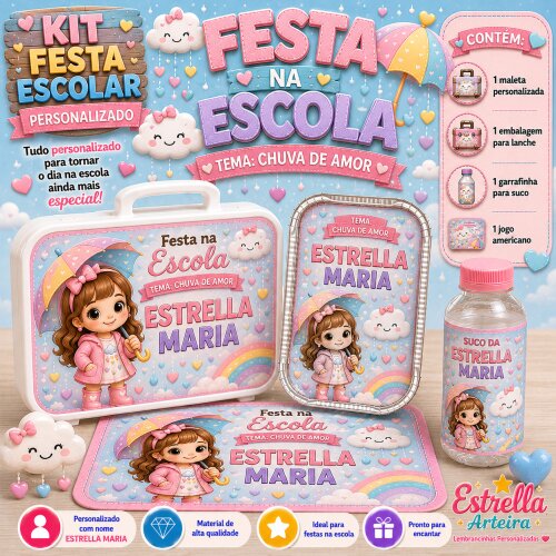 Kit festa escolar - Tema Chuva de Amor
