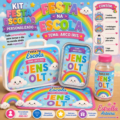 Kit festa escolar - Tema Arco - Iris