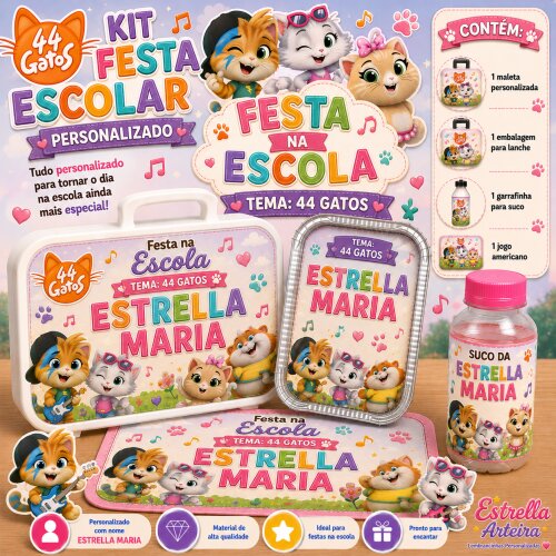 Kit festa escolar - Tema 44 Gatos