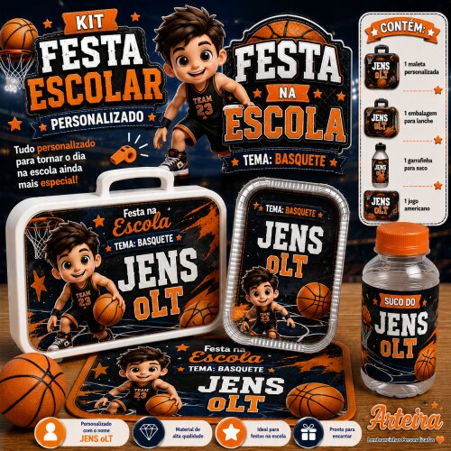 Kit festa escolar - Tema Basquete