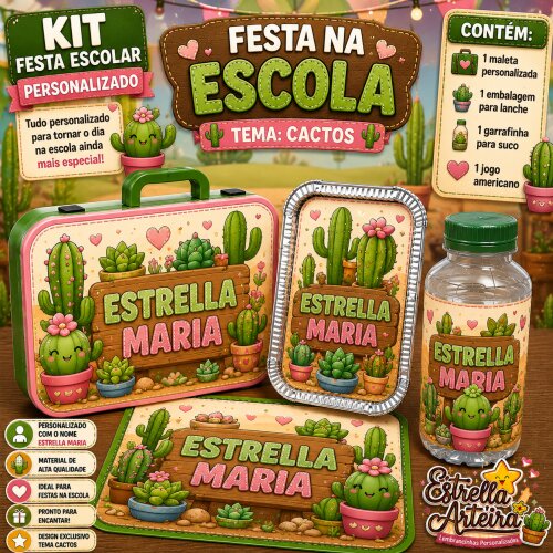 Kit festa escolar - Tema Cactos