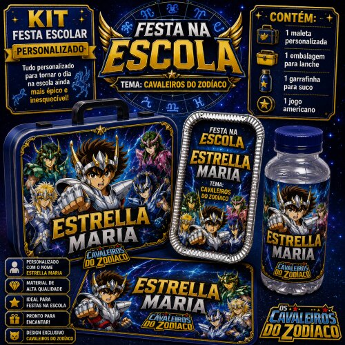 Kit festa escolar - Tema Cavaleiros do Zodíaco