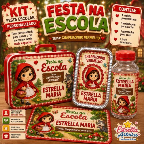Kit festa escolar - Tema Chapeuzinho Vermelho