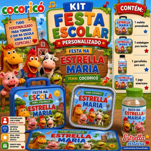 Kit festa escolar - Tema Cocoricó