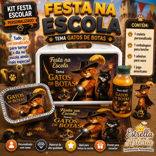 Kit festa na Escola Gato de botas