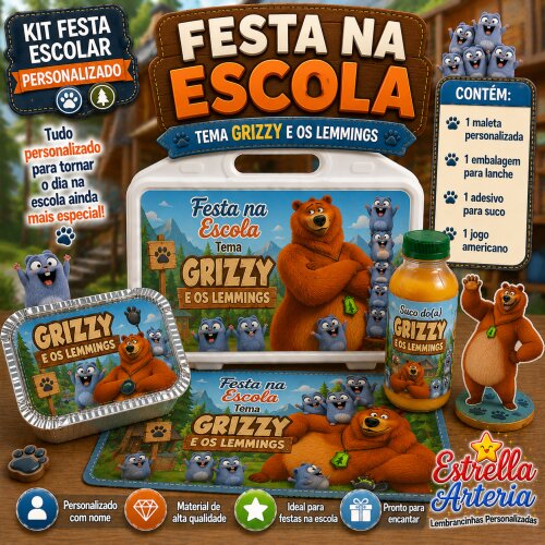 Kit festa na Escola Grizzy e os Lemmings
