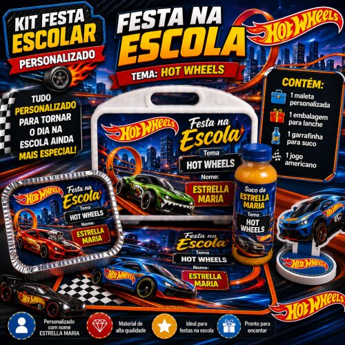 Kit festa na Escola Hot Wheels