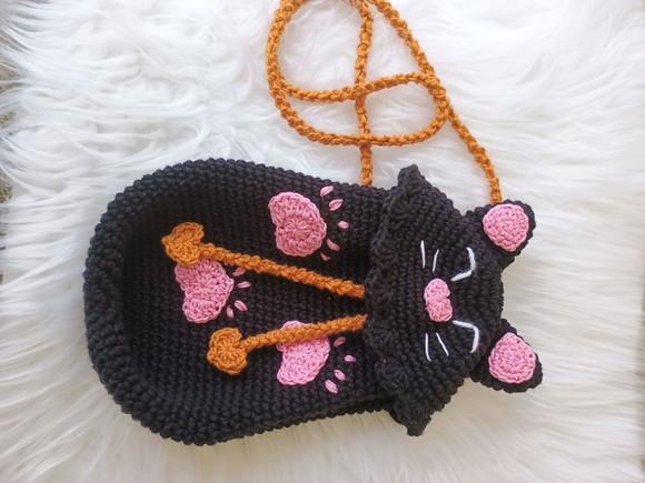 Bolsa de Crochê Gatinho