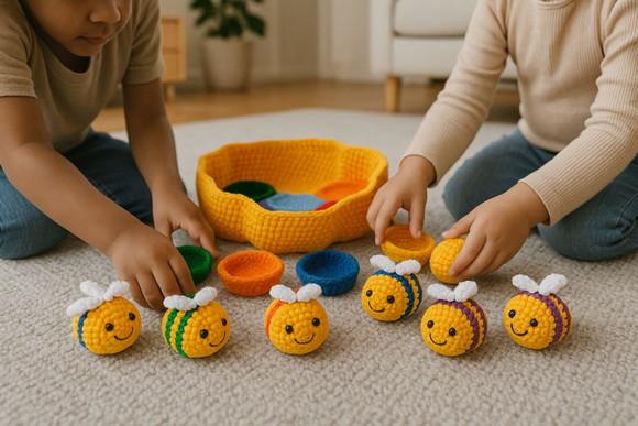 Brinquedo Sensorial Montessori Colmeia de Abelhas Crochê
