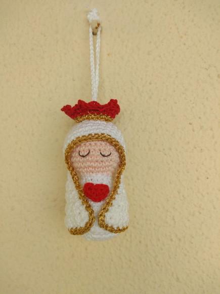 Chaveiro/pêndulo Nossa Senhora de Fátima em Amigurumi - 10u