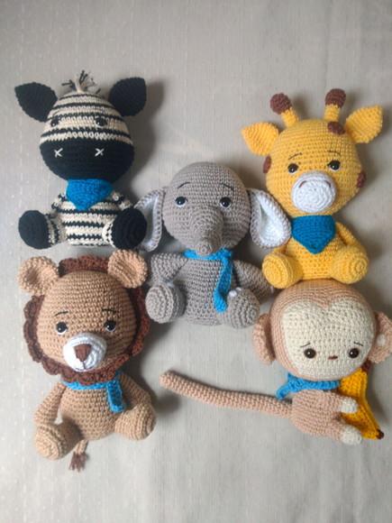 Coleção Safari Baby - 5 Amigurumis