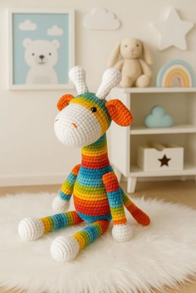 Girafa de Crochê Colorida