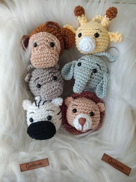 Kit 30 Chaveiros Safari - Lembrancinhas Amigurumi