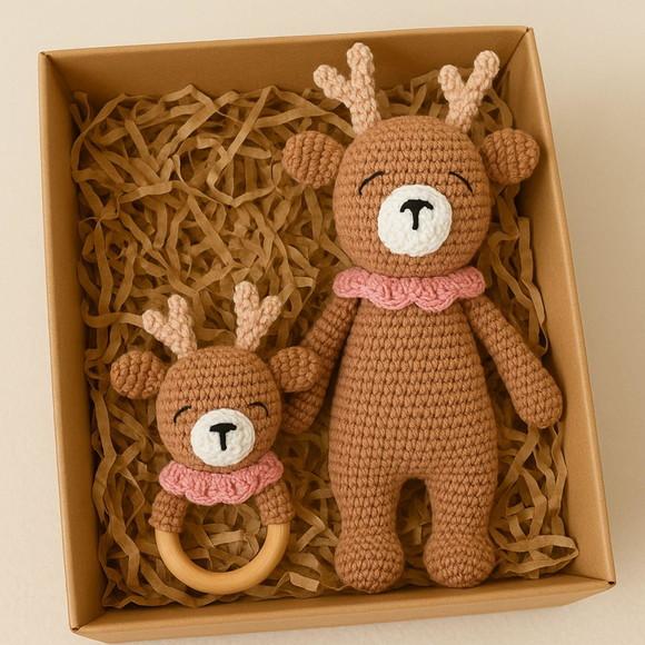 Kit Amigurumi Rena em Crochê Boneco + Mordedor