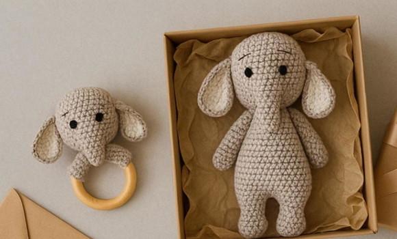 Kit Presente Amigurumi Elefantinho em Crochê