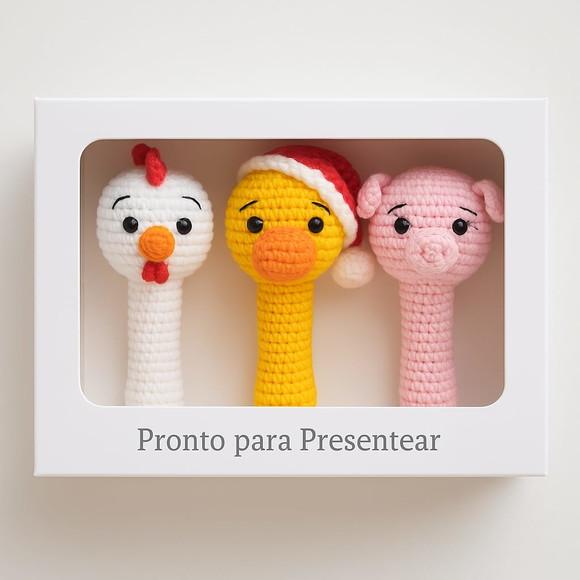 Kit Presente Chocalhos em Crochê 3und