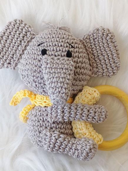 Mordedor Amigurumi Elefantinho de Crochê