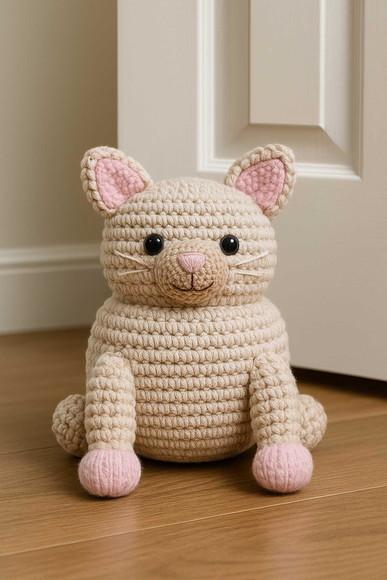 Peso de Porta Amigurumi Gatinho em Crochê