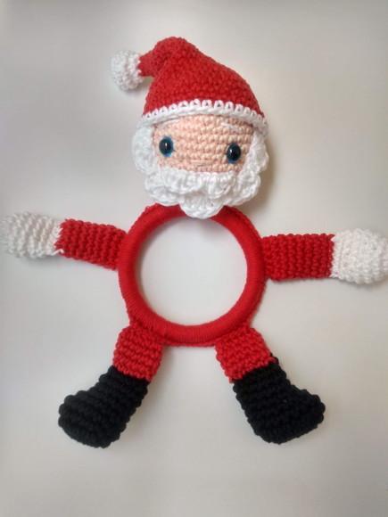 Porta Pano de Prato de Crochê - Papai Noel