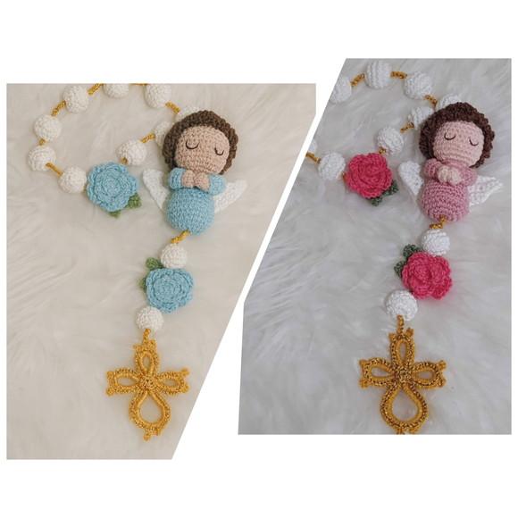 Terço de Berço em Crochê com Anjinho Amigurum