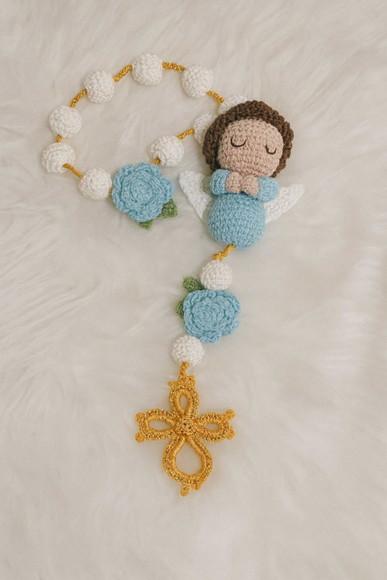 Terço de Berço em Crochê com Anjinho Amigurum