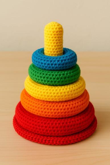 Torre de Argolas Sensorial de Crochê