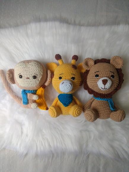 Trio Safári Baby Amigurumi (3 Bichinhos a Sua Escolha)