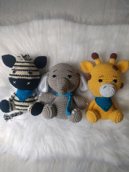 Trio Safári Baby Amigurumi (3 Bichinhos a Sua Escolha)