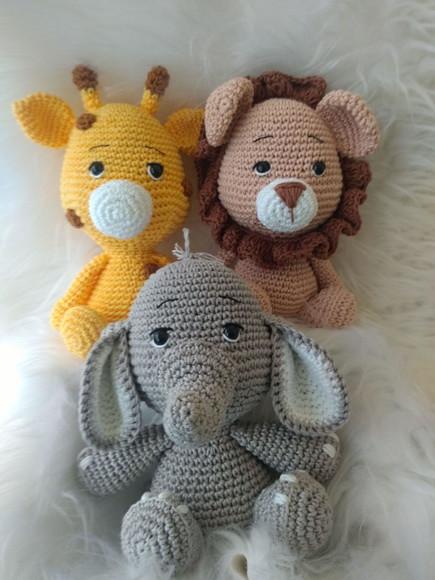 Trio Safári Baby Amigurumi (3 Bichinhos a Sua Escolha)