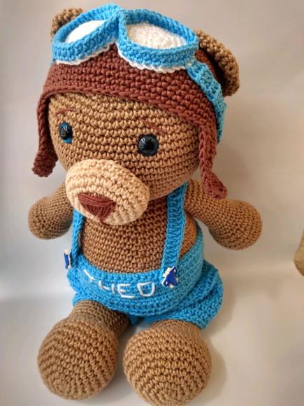 Urso Aviador de Crochê