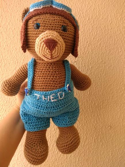 Urso Aviador de Crochê