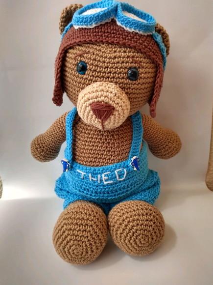 Urso Aviador de Crochê