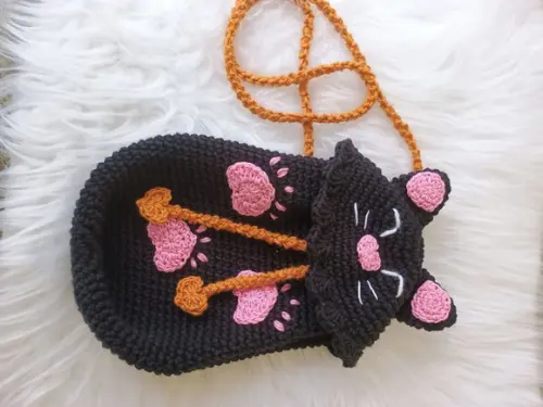 Bolsa de Crochê Gatinho