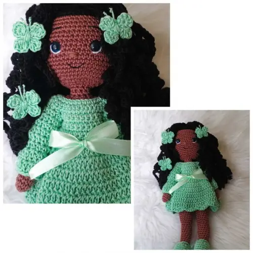 Boneca Negra de Crochê Artesanal