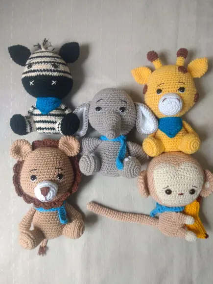 Coleção Safari Baby - 5 Amigurumis