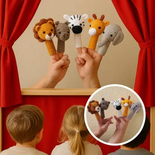 Fantoches de Dedo Amigurumi - Safari