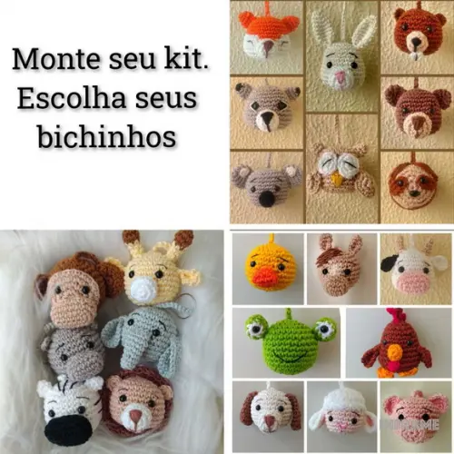 Kit 20 Chaveiros Bichinhos- Lembrancinhas Amigurumi