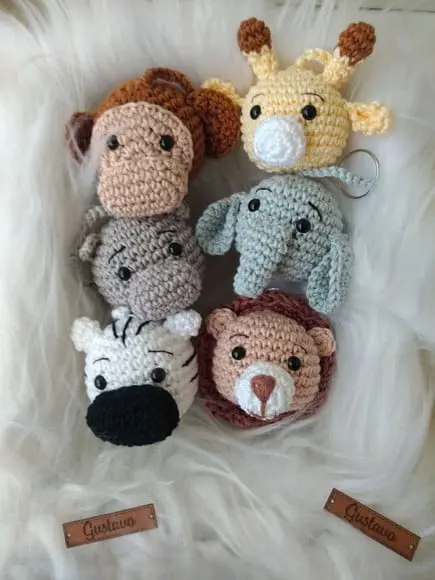 Kit 30 Chaveiros Safari - Lembrancinhas Amigurumi