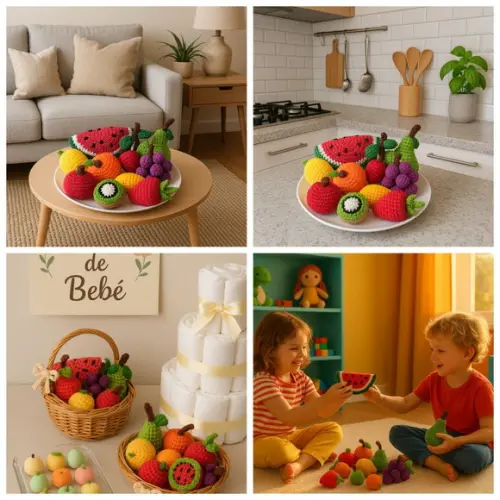 Kit de Frutas de Crochê
