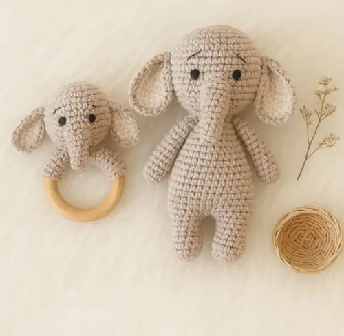 Kit Presente Amigurumi Elefantinho em Crochê