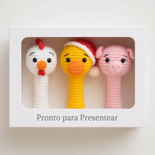 Kit Presente Chocalhos em Crochê 3und