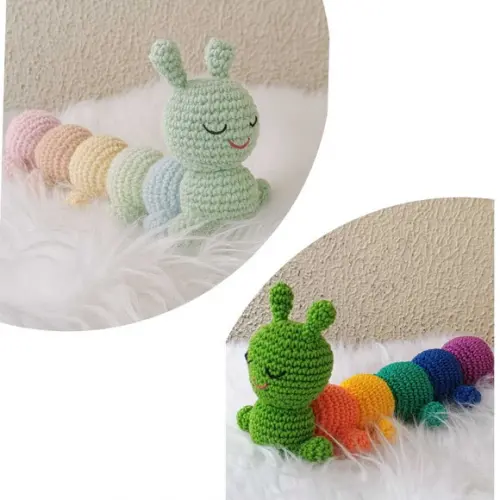 Lagarta Sensorial Montessori em Crochê