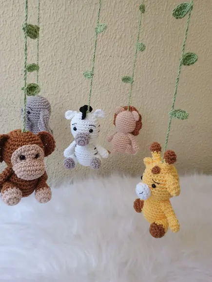Móbile Musical Amigurumi Safari
