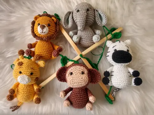 Móbile Musical Amigurumi Safari
