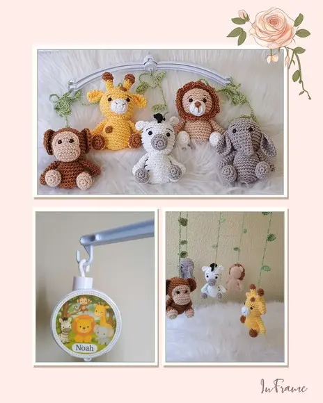Móbile Musical Amigurumi Safari