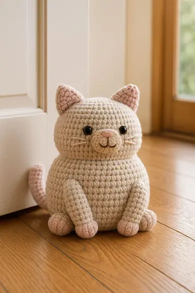 Peso de Porta Amigurumi Gatinho em Crochê